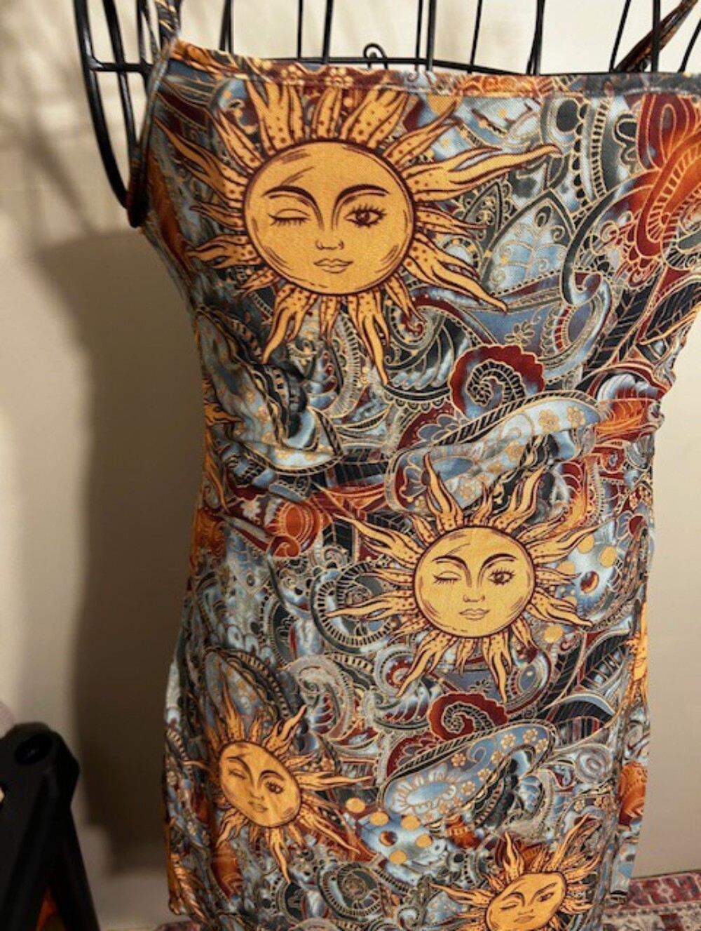 womens size medium boho dress sun fun print festival bodycon  summer - Picture 5 of 5